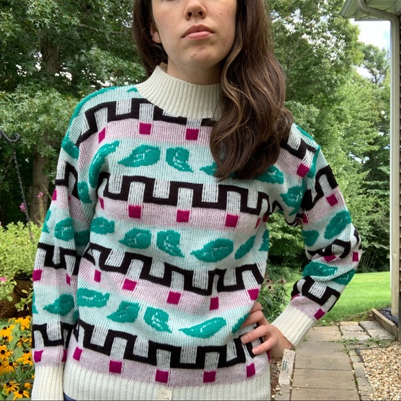 NWT Vintage 1980s Deadstock Teaser Plant Sweater - Picture 2 of 10